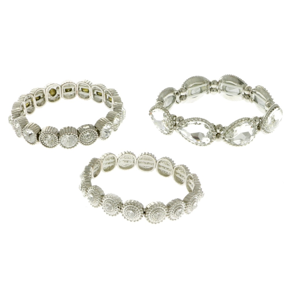 3 bebe Silver Crystal Stretch Bracelets NWT BBB16 - Picture 4 of 5